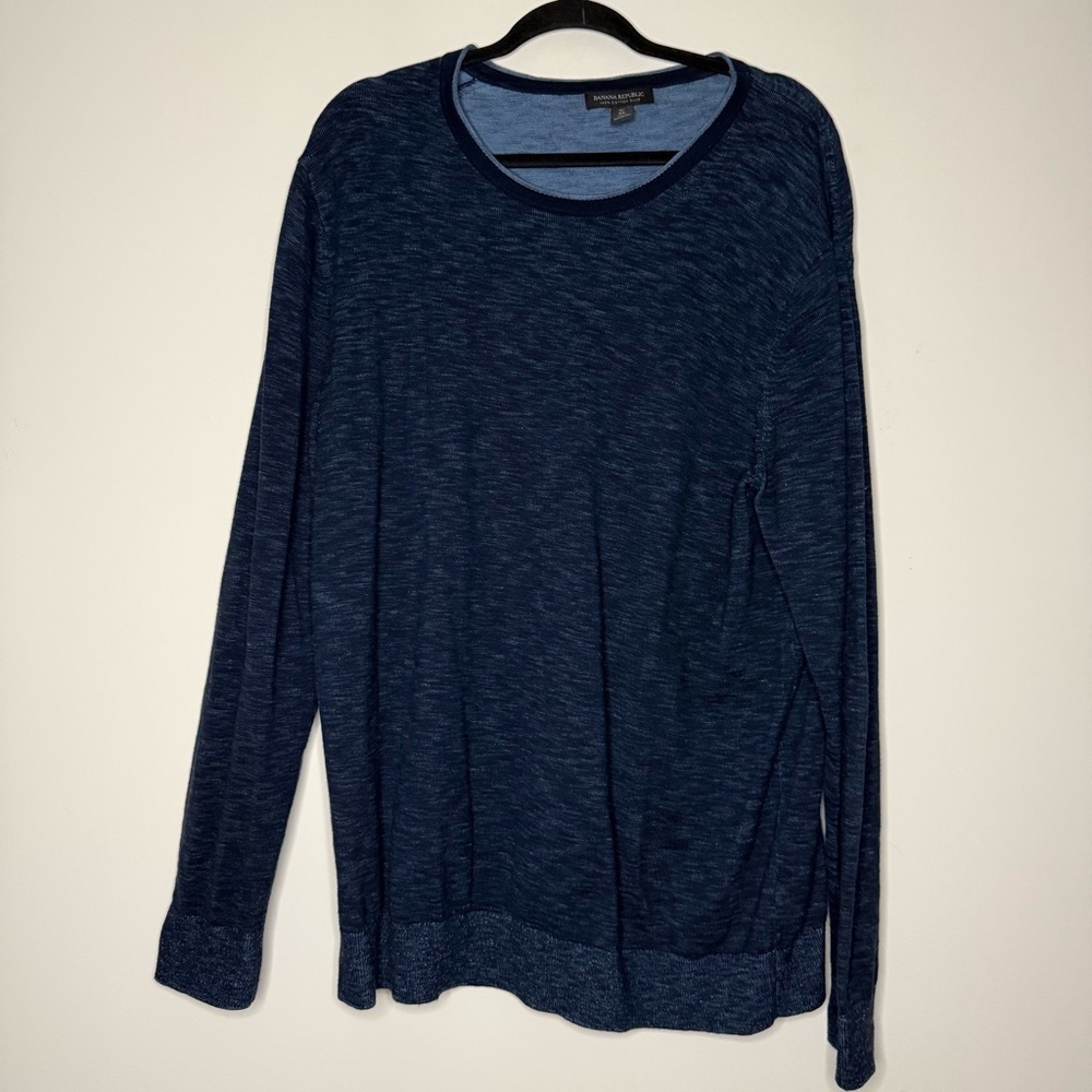 BANANA REPUBLIC Cotton Slub Tall Crewneck Casual Essential Longsleeve Sweater